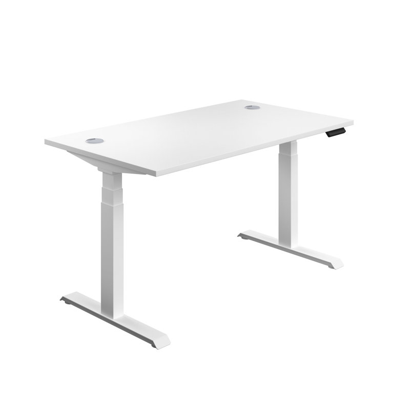 Bouton Adjustable Height Steel Standing Desk, 65cm H x 120cm W x 80cm D, White, White