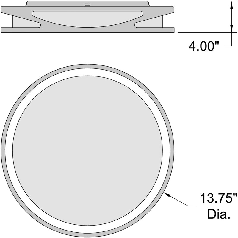 Lucia LED Flush Mount, 4" H x 14" W x 14" D, Black, 4000K