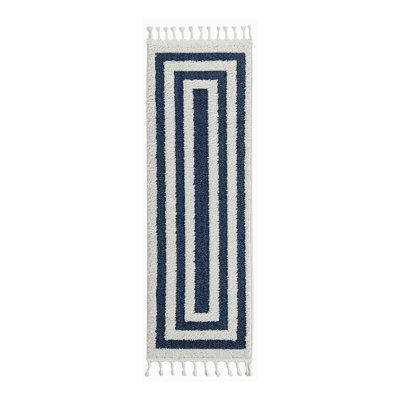 Deiah Geometric Machine Woven Polyester Area Rug in Blue