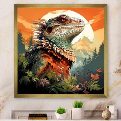 Forêt, lézard, art mural