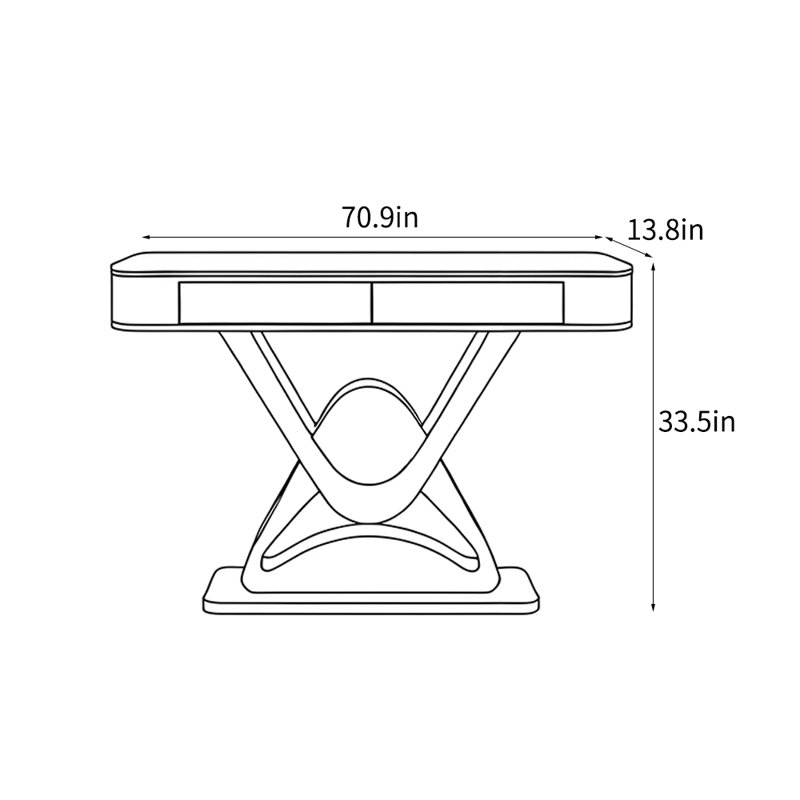 Console légère haut de gamme simple et luxueuse, 33,5 po H x 70,9 po L x 13,8 po P, Noir