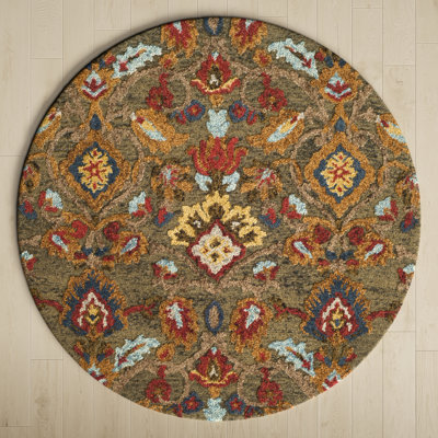 Tansy Handmade Wool Green / Multi Rug