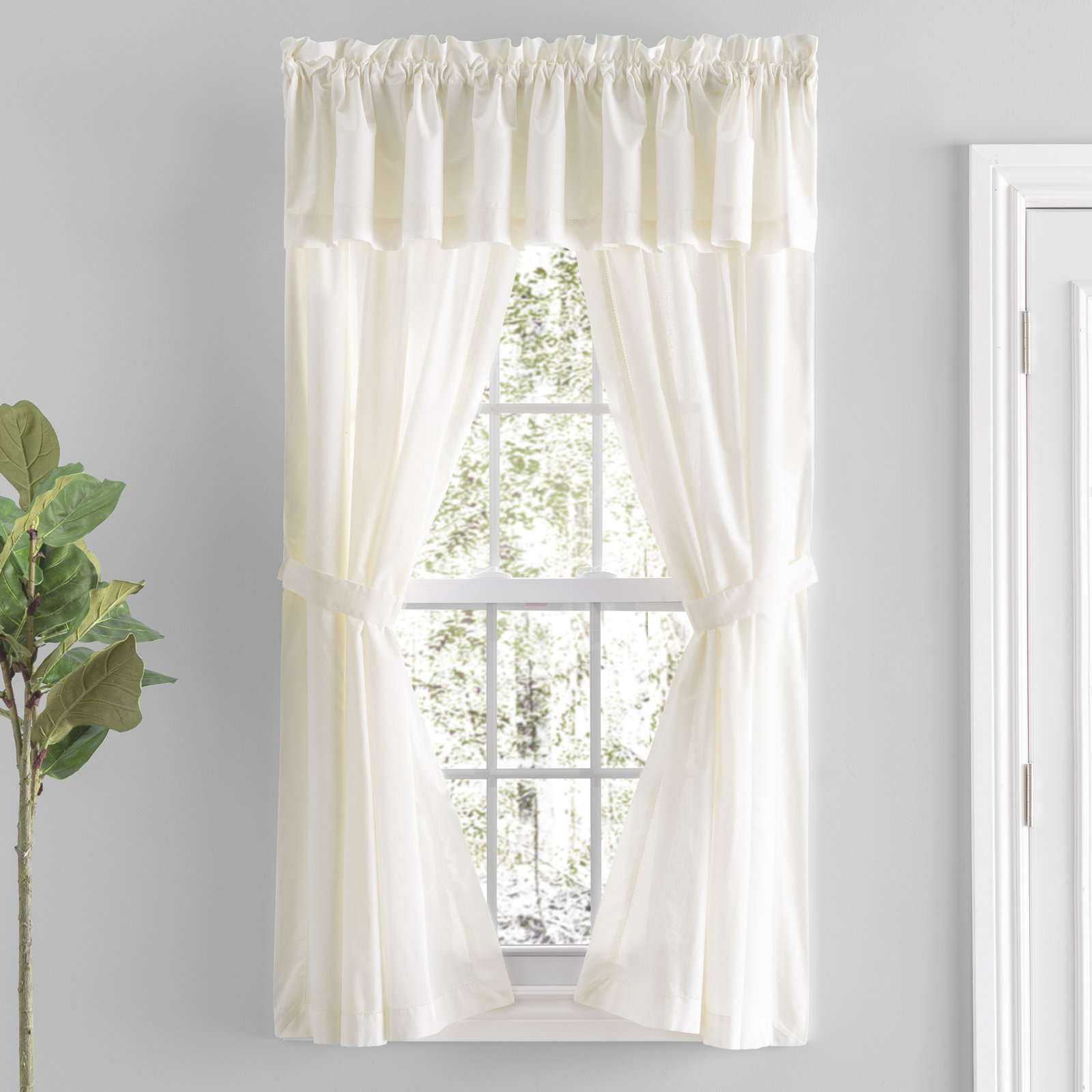 Blandford Semi-Sheer Curtain Panel Set, Natural, 40" x 63"