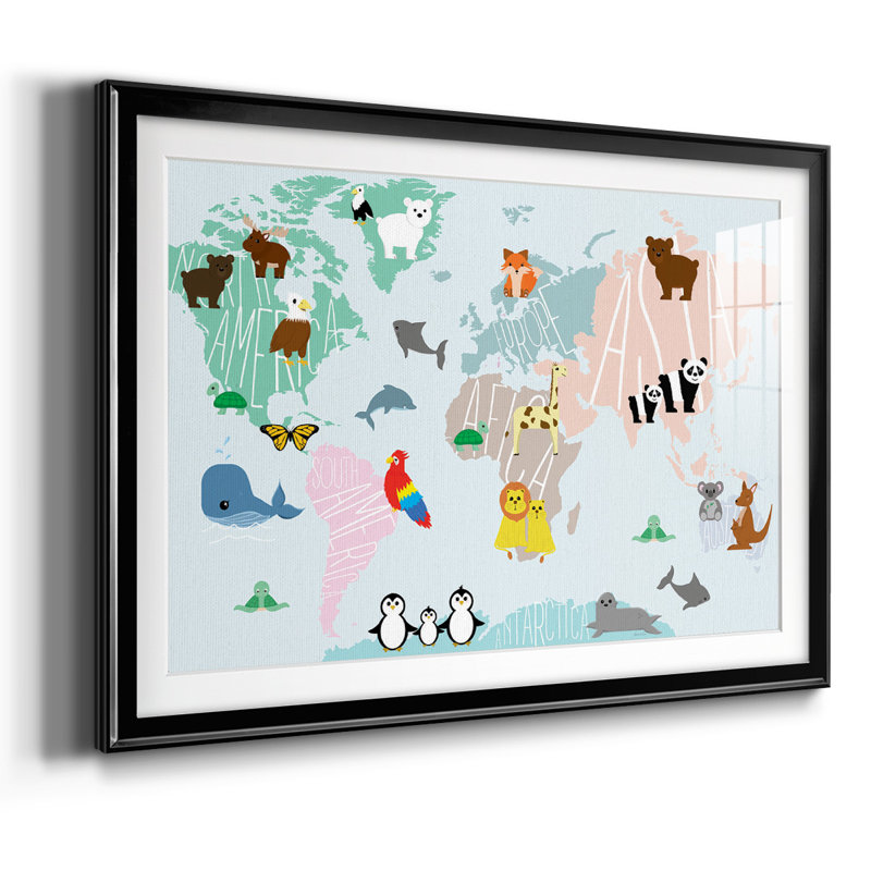 Carte d'un animal encadrée sur papier, Noir, H 30 po x l 44 po x P 1,5 po