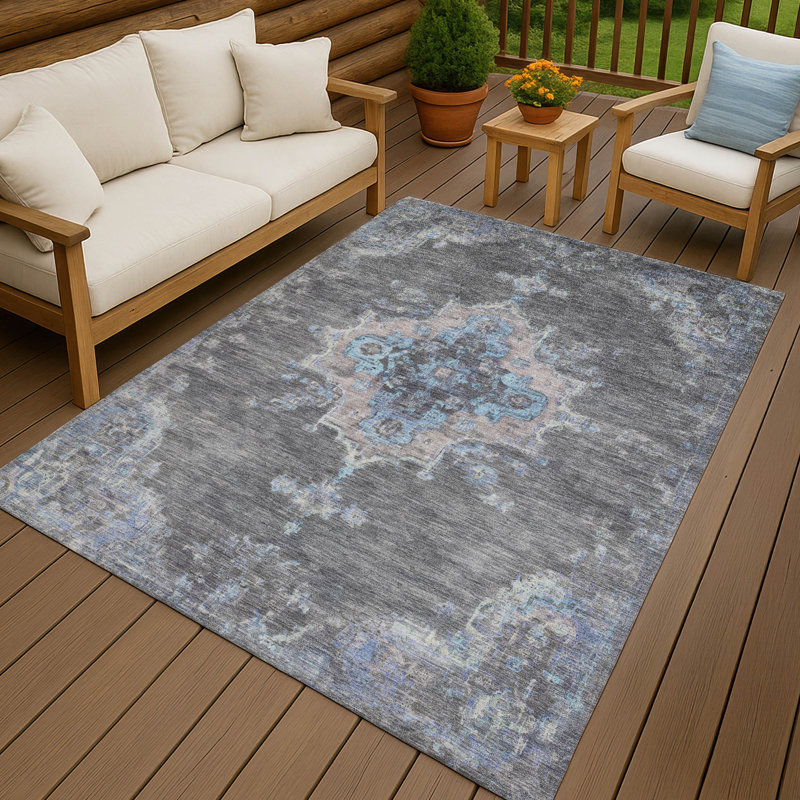 Machine Washable Indoor/Outdoor Bingel ACN2321 Global Rug, Rectangle 10' x 14'