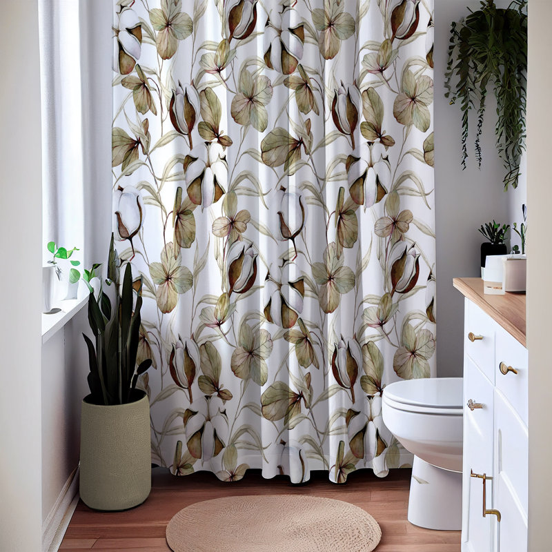 Floral and Abstract Shower Curtain, 93" H x 70" W
