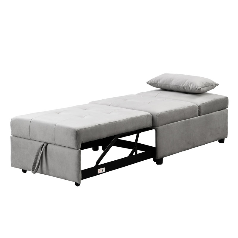 Canapé-lit pliant avec repose-pieds, Gris