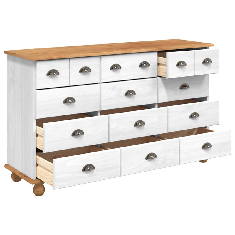 Chest of Drawer with Drawer with Storage ASKIM Solid Pine Wood, White