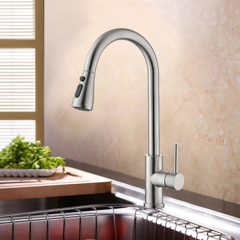 FB WERFY Pull Down Kitchen Faucet, Brushed Nickel