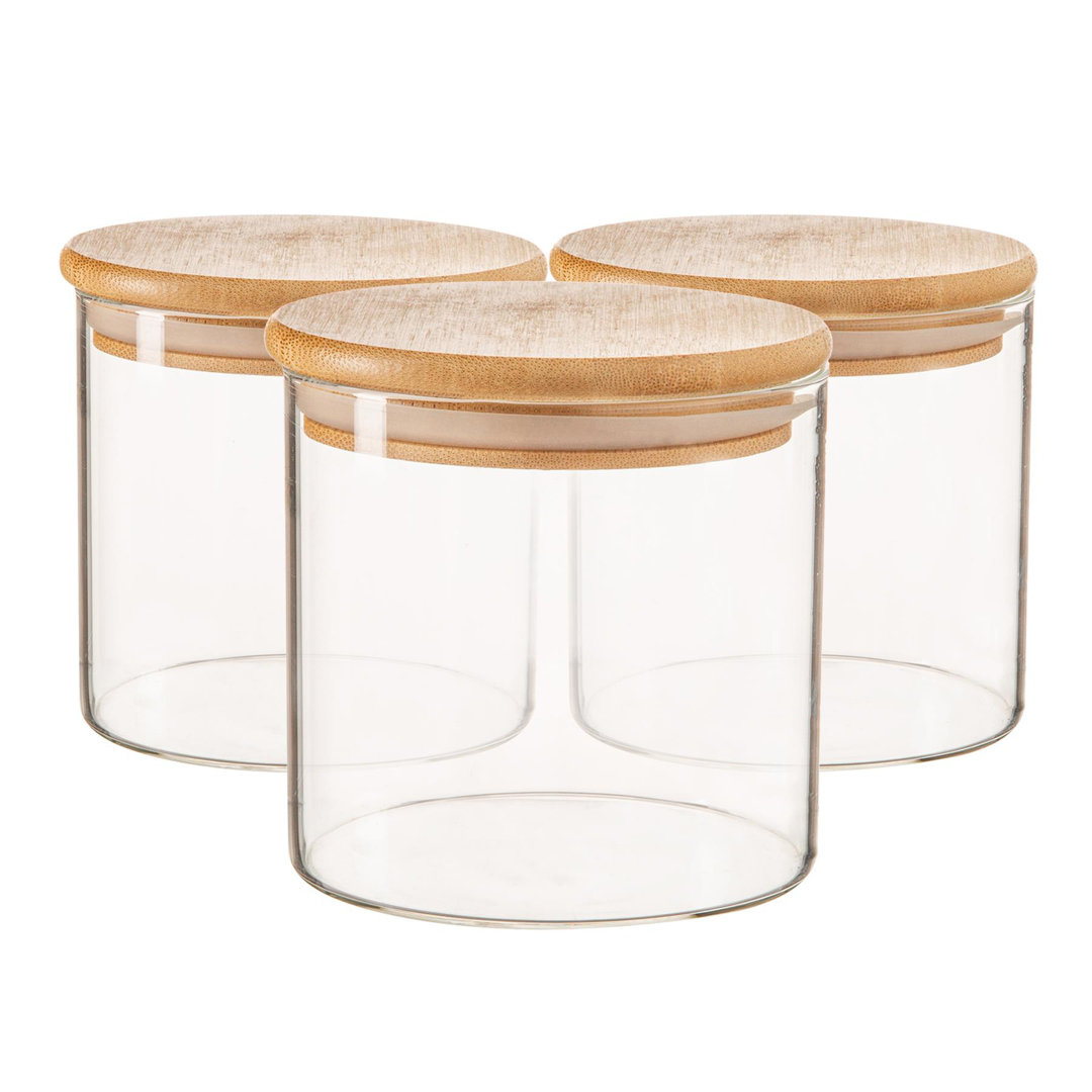 Argon Tableware - Scandi Glass Storage Jars with Wooden Lids
