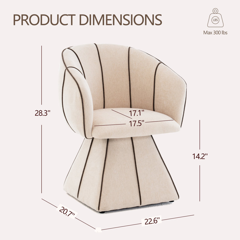 Fauteuil de coiffeuse pivotant rembourré - Fauteuil d'appoint moderne pour salle de maquillage, beige, Beige/brun