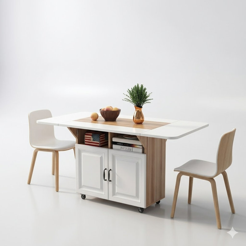 Table de salle à manger rectangulaire moderne 160 x 80 avec finition blanche et coins arrondis