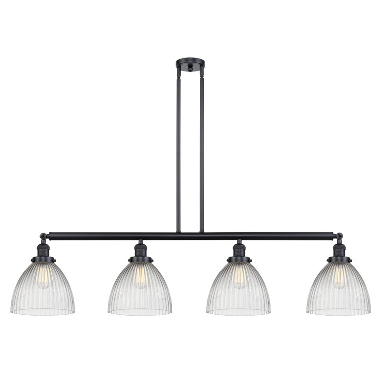 Luminaire suspendu linéaire à 4 lumières pour îlot de cuisine Shauna, Nickel poli, Ampoule non incluse