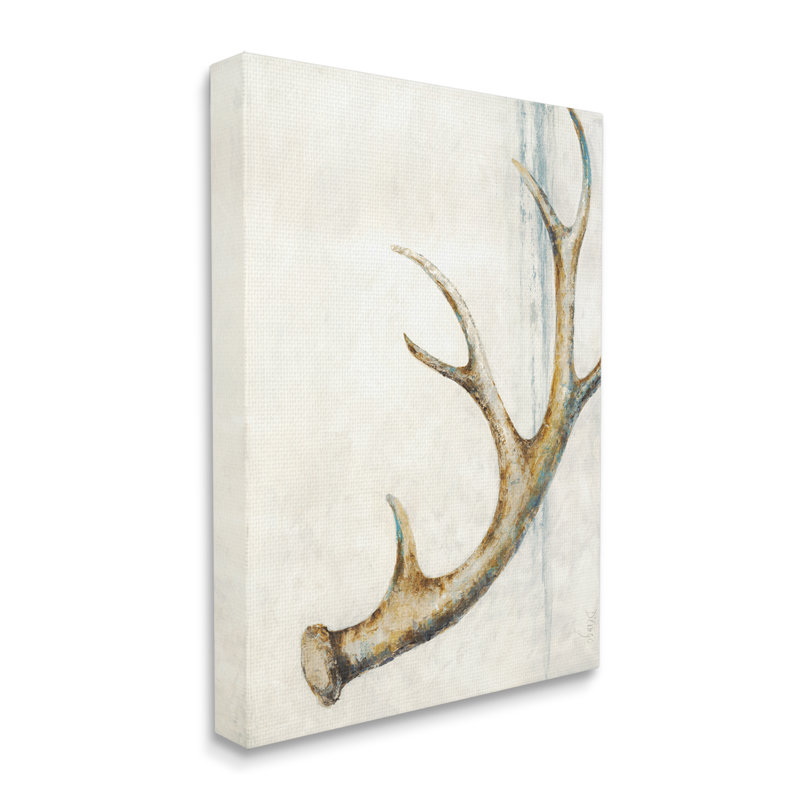 Abstract Deer Antler Design Blue Accents Canvas Wall Art, 24 x 30