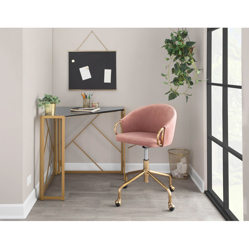 Audwine Task Chair, Silver, Velvet, Gold