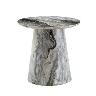 Grey Textured Medium Density Fiberboard Circular Coffee Table - Diameter 19.6 Inches, Height 18.8 Inches Grey Textured Veneer, Delicate Texture, Flexible Adaptation To Circular Tabletop.