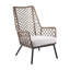 Méridienne en acier pour l'intérieur et l'extérieur, corde, coussin gris amovible, assise stable et confortable, facile à nettoyer et à entretenir