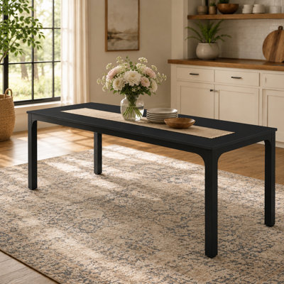Modern 78.74" Wood Rectangular Dining Table with Metal Legs