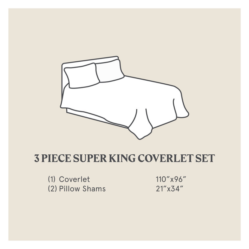  Stonewashed Cotton Canvas Solid Color Timeless Basic Rustic Chic Coverlet Set, Sarsaparilla, King Coverlet + 2 King Shams