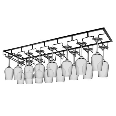 Wine Glass Rack Under Cabinet, 8 Row Extreme Large Stemware Hanger, Metal Wine Glass Holder, DIY Bar Glass Storage Rack For Bar Counter, Kitchen, Scre by Prep & Savour