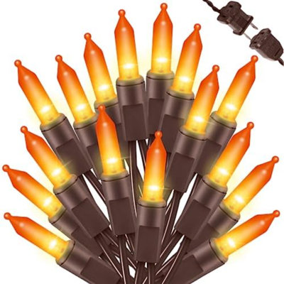 Guirlande d'Halloween, orange, 100 unités, 19,6 pi | Mini lumière incandescente, intérieure / extérieure, certifiée UL 120 V, Garden Party