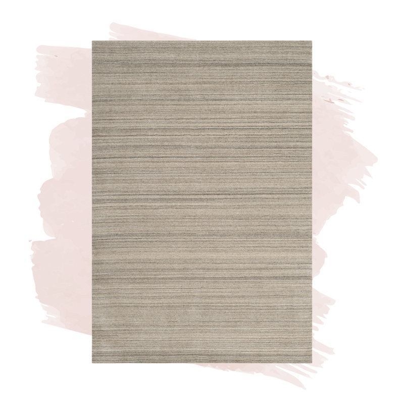 Tapis couleur pierre / gris en laine / coton tissé à la main Morano, Rectangle 9 pi x 12 pi