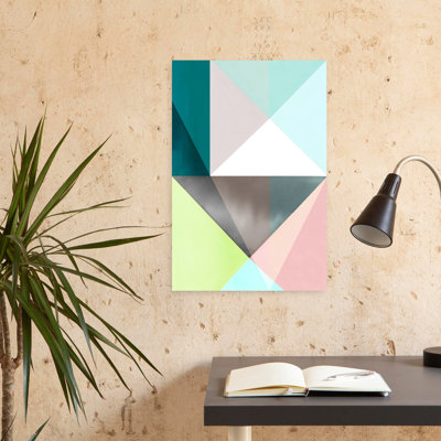 «Geometric Harmony In Pastel Hues I», art mural contemporain abstrait