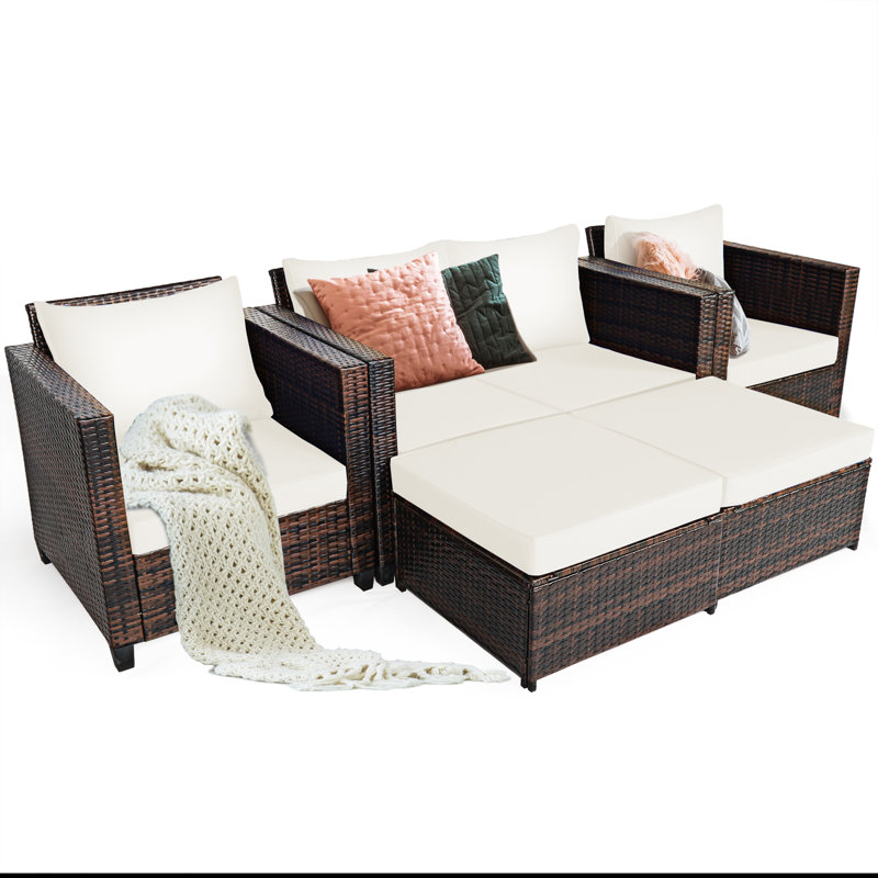 Langston 6 - Person Patio Conversation Set with Cushions, White