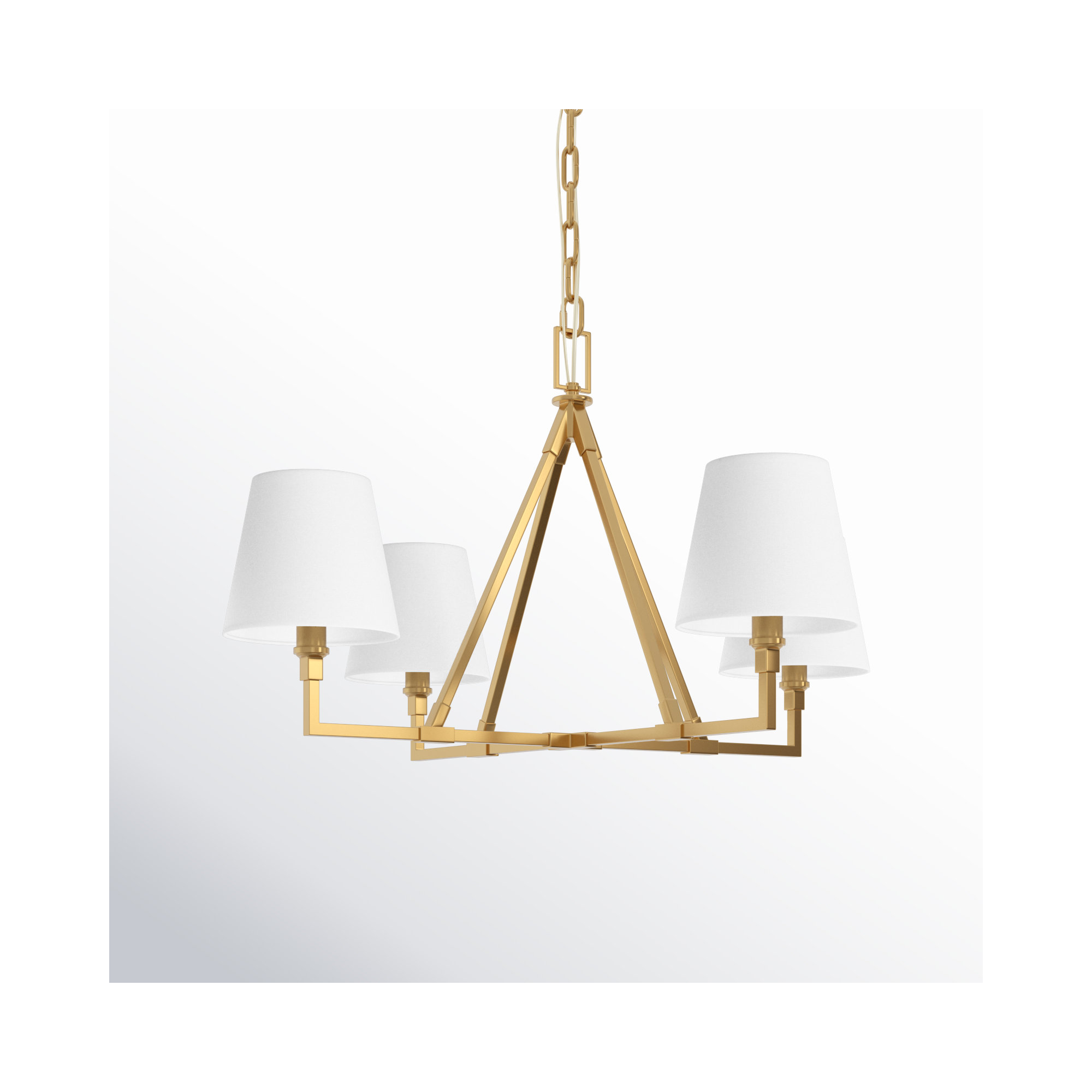 Mattia 4 - Light Metal Dimmable Chandelier, Burnished Brass, 22.12" H x 40" W x 40" D