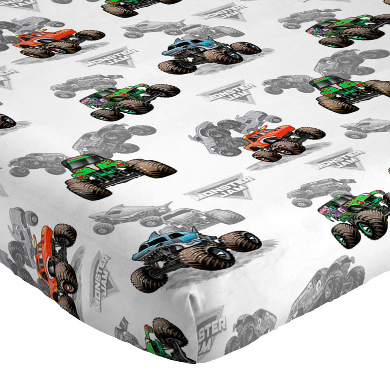 Monster Jam Slash Bedding Set w/ Sham, Twin Comforter + 4 Additional Pieces