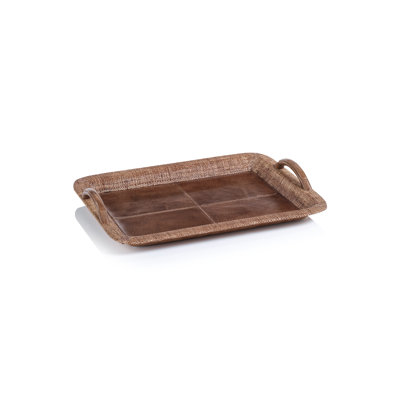 Cadwyn Leather & Raffia Serving Tray