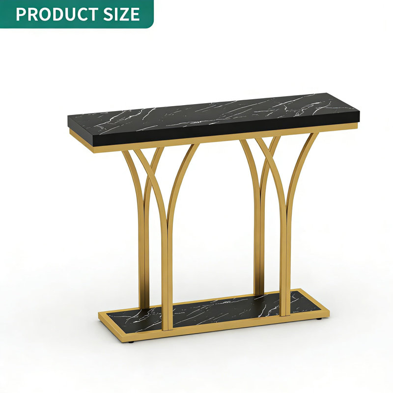 Console moderne à DEL avec plateau en marbre - 39 po de largeur pour le hall d'entrée, le couloir et le mobilier de salon avec éclairage RVB personnalisable