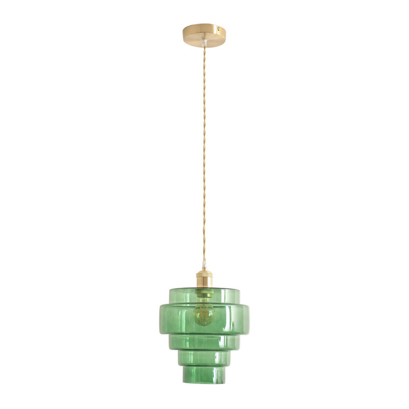 1 - Light Pendant, Green, Brushed Gold, No