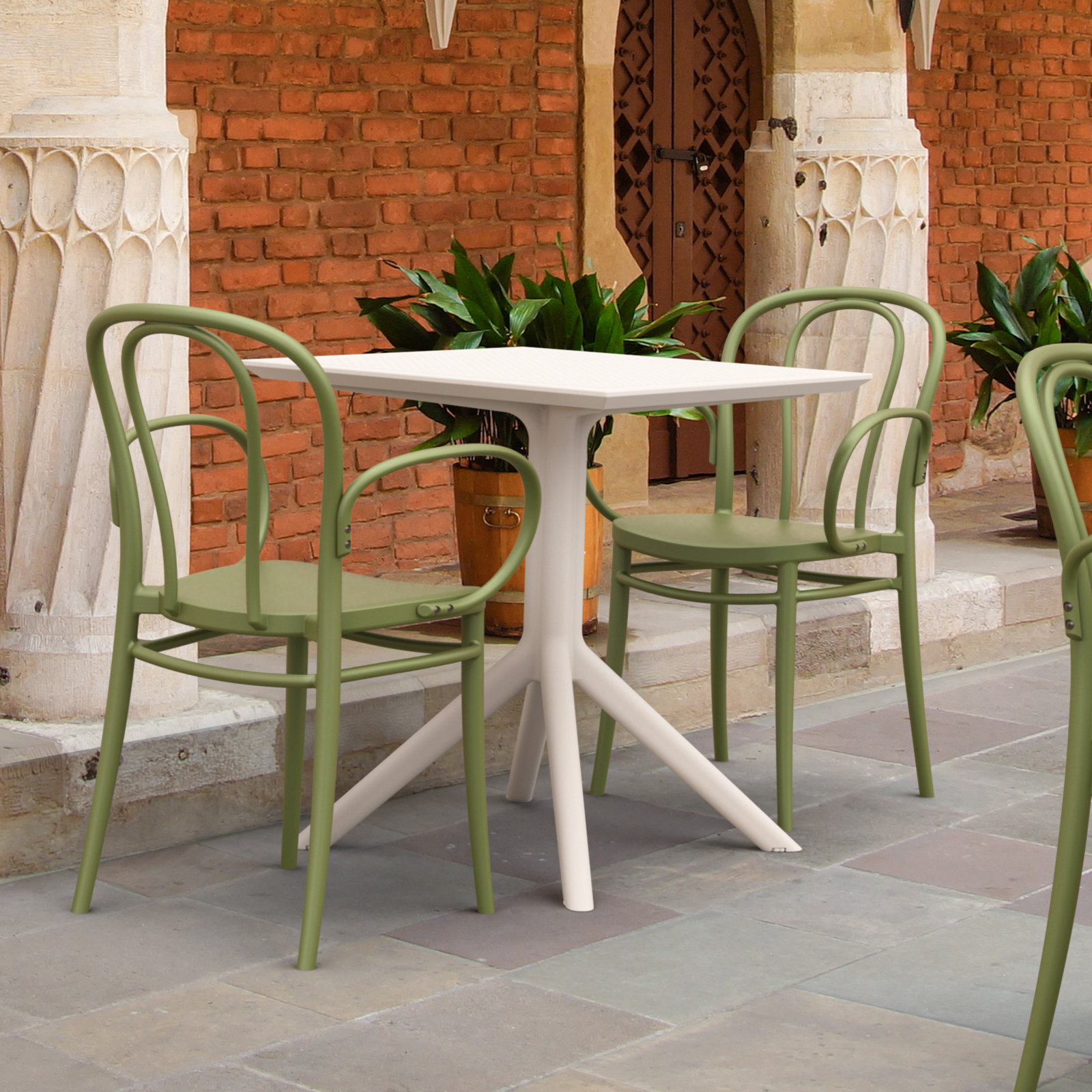 Farrah Stackable Patio Armchair, Olive Green