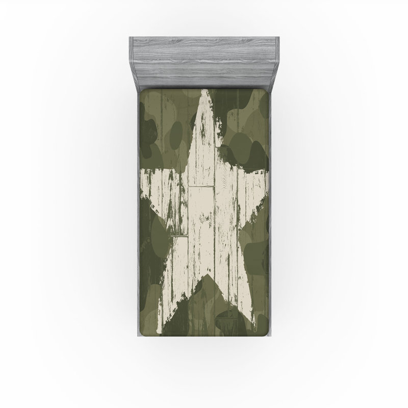 Drap-housse orange Ambesonne, Drap-housse pour lit simple TG, Vert foncé / abstrait cendré