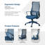 Chaise de bureau ergonomique en filet avec support lombaire réglable et dossier haut Anthony-130796726