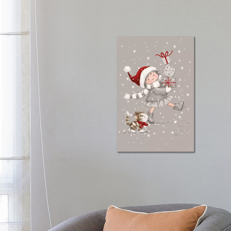 Girl With Cat I by MAKIKO - Wrapped Canvas Print, 66.04 cm H x 45.72 cm W x 1.91 cm D
