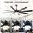 52-Inch Matte Black Ceiling Fan With Light - 8 ABS Blades, 18W LED 3-Color Dimmable Light, For Living Room & Bedroom