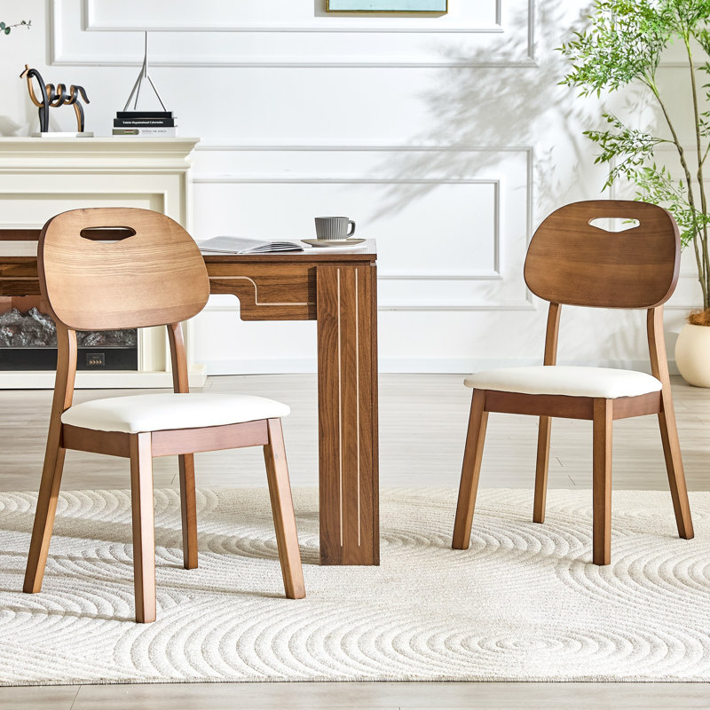 Chaises de salle à manger modernes, dossier creux, pour les chaises de salle à manger à la maison. Ensemble de 2, White