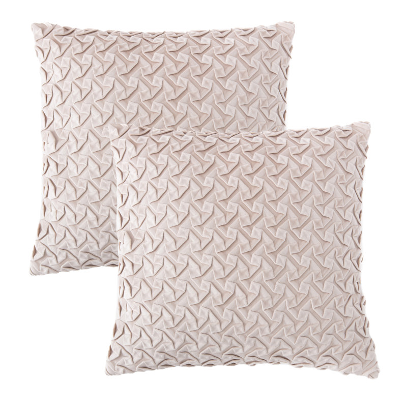 Chanasya Origami Textured Velvet Decorative Throw Pillow Cover, Off White