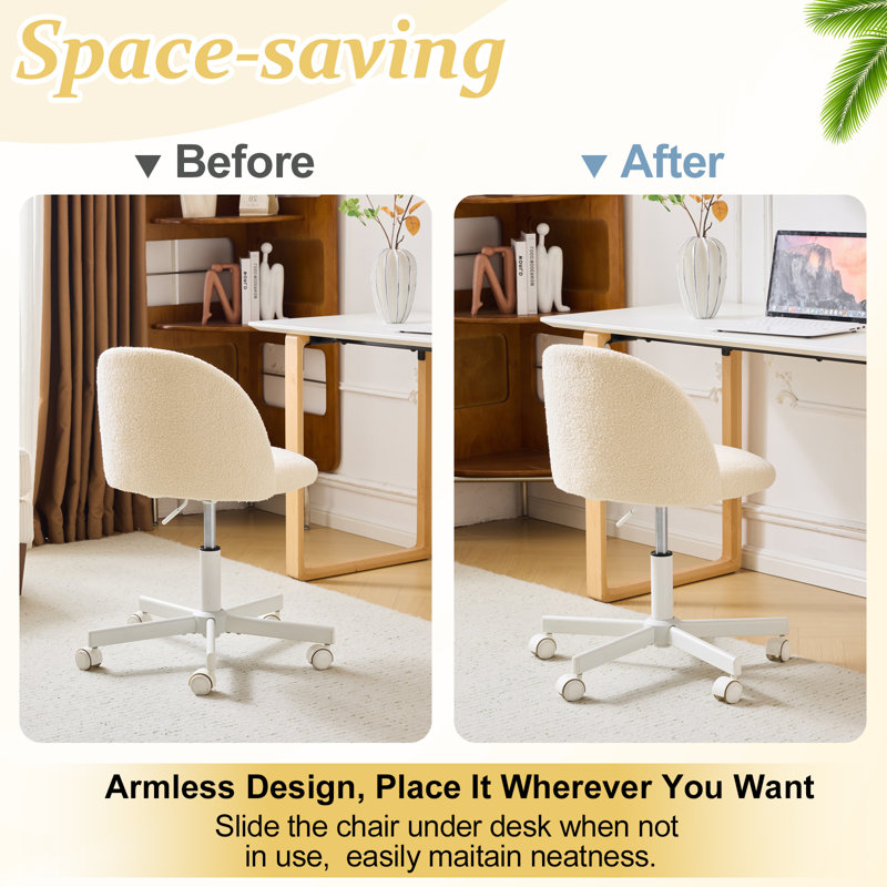 Fauteuil de bureau avec roulettes, Beige