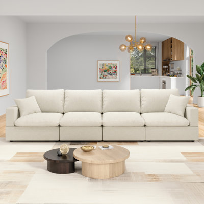 4-Seater Sectional Sofa Comfy Cloud Couch for Living Room, Modern Upholstered Modular Sectional Sofa Convertible Deep Seat Sofa, Removable & Washable Cushion Covers