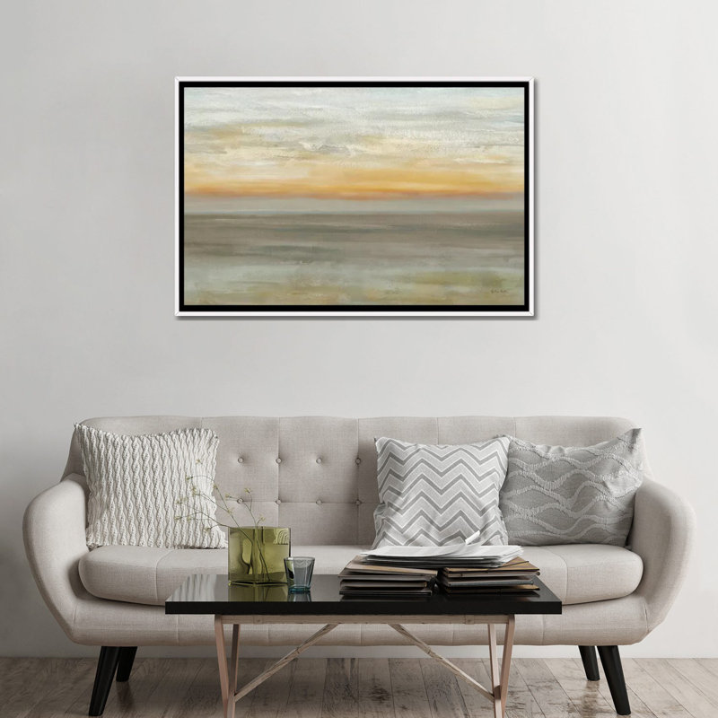 «Gray Horizon» par Cynthia Coulter - reproduction d'art, H 32 po x l 48 po x P 1,5 po, Toile blanche encadrée, Pas de tapis