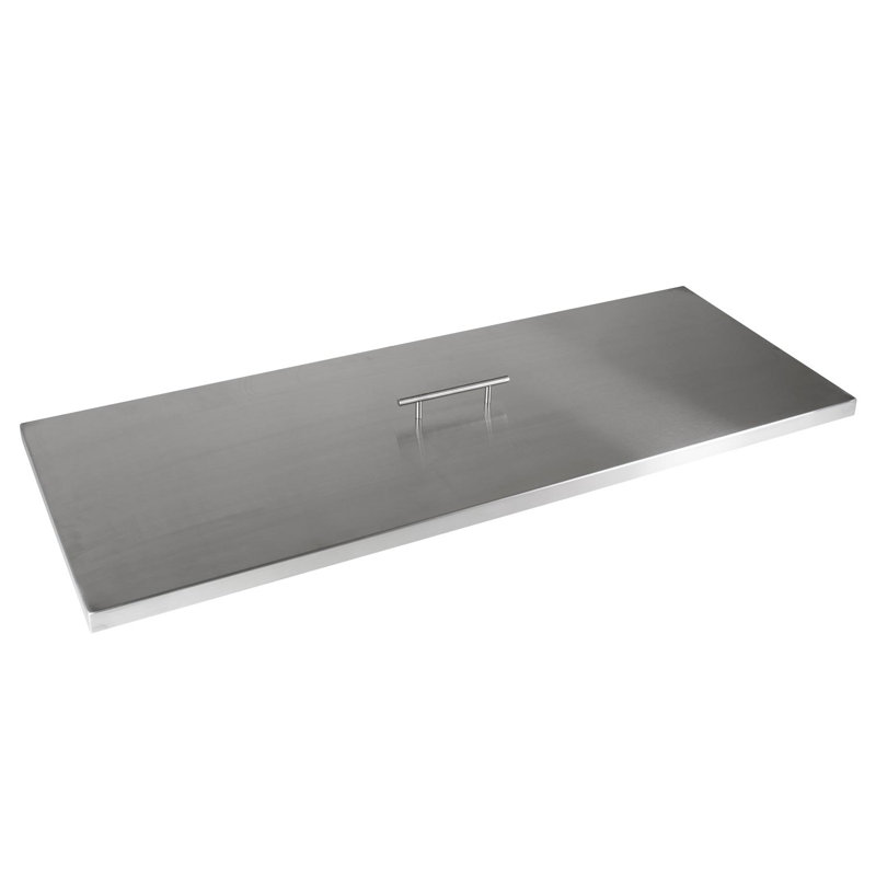 Stainless Steel Rectangular Fire Pit Cover with Handle, 39" x 15"
