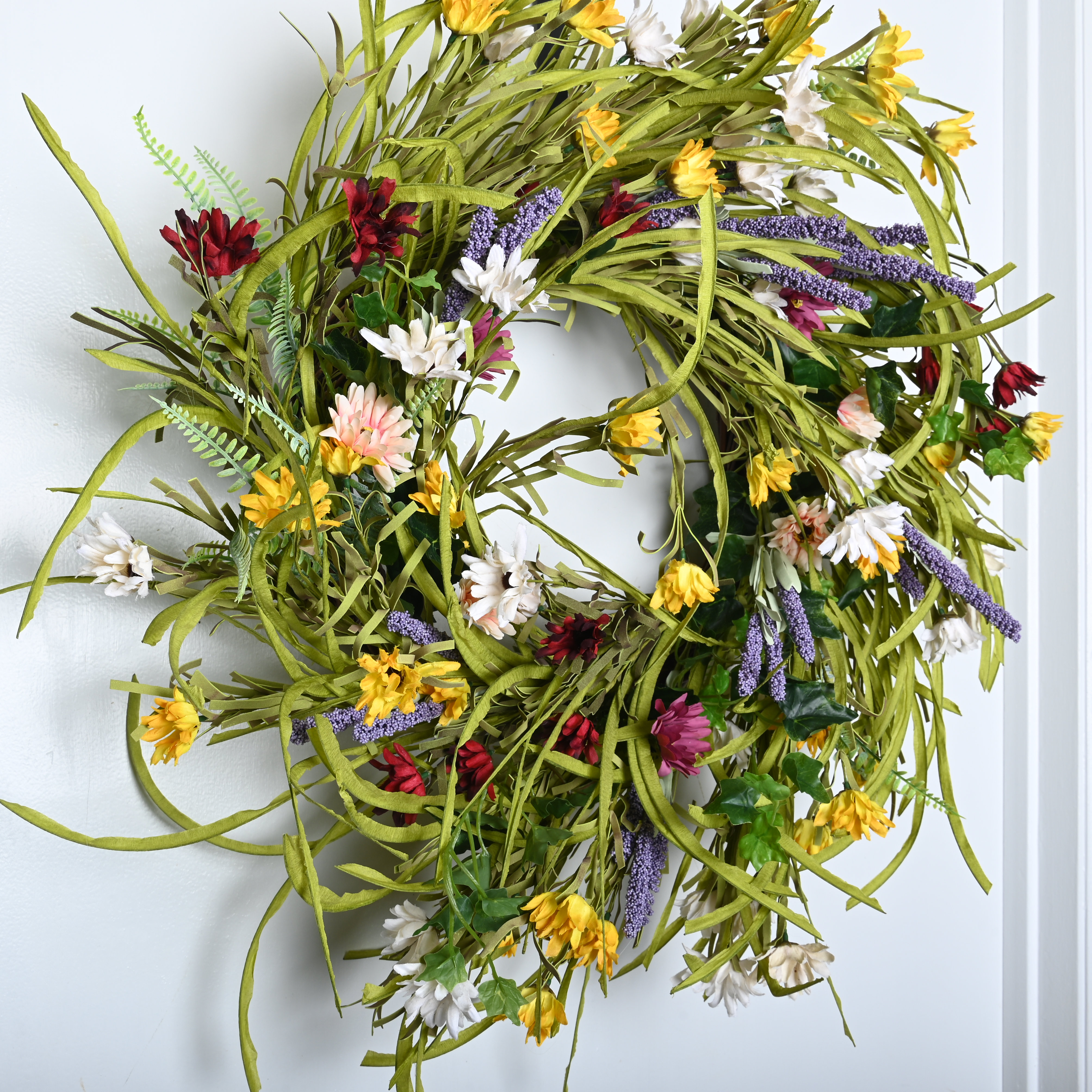 The Holiday Aisle® Daisy Lavender Grapevine 26" Front Door Wreath & Reviews | Wayfair