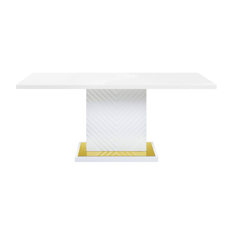 Table à manger avec base de piédestal, Blanc