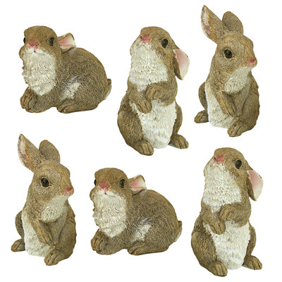 6 Piece Bunny Den Garden Statue Set