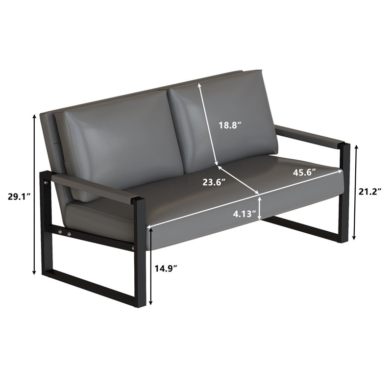 Causeuse Yaret 45,6 po, Similicuir gris