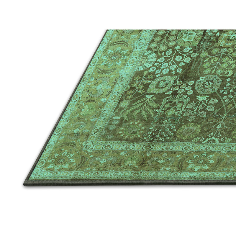 Tapis oriental en laine / polyester tissé à la machine en turquoise / brun, Rectangle 2 pi x 3 pi