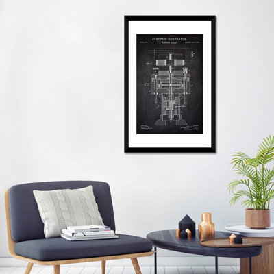 Patent Print Store Tesla Electric Generator, Black by Patent Print Store - Graphic Art